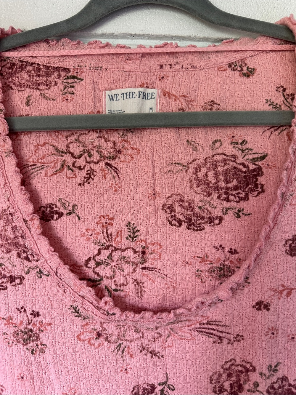 We The Free Pink Floral Ruffle-Trim Scoop Neck Camisole